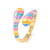 Brass Enamel Cuff Open Rings for Women RJEW-A098-01G-05-4