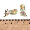 Mother's Day Brass Micro Pave Cubic Zirconia Word Mom Links Connector Charms KK-D235-03G-02-3