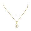 Natural Keshi Pearl Coin with Heart Pendant 304 Stainless Steel Cable Chain Necklaces for Women NJEW-JN06117-3