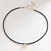 304 Stainless Glass Hexagon Pendant Waxed Cord Necklaces for Women WG86E7E-01-1
