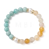 Natural Amazonite& Yellow Hematoid Quartz Beads Stretch Bracelets for Women BJEW-JB13193-02-2