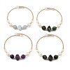Round & Nuggets Natural & Synthetic Gemstone & Cultured Freshwater Pearl Beaded Bangles BJEW-JB14091-3