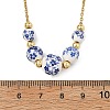 Floral Printed Round Handmade Porcelain Graduated Beaded Necklaces NJEW-JN06439-4