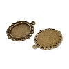 Tibetan Style Antique Silver Alloy Flat Oval Pendant Cabochon Settings TIBEP-M022-19AB-2