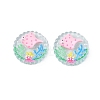 Ocean Theme Flat Round Resin Cabochons CRES-T025-02A-1