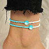 2Pcs Yin-yang Polymer Clay Glass Seed Beaded Stretch Anklet Sets for Women FS-WG3863F-04-1