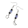 Handmade Evil Eye Lampwork and Natural Lava Rock Dangle Earrings EJEW-JE07451-02-4