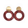 PU Leather Dangle Stud Earrings EJEW-JE03293-02-2