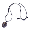 Natural Tiger Eye Beaded Pendant Necklaces NJEW-G324-B05-1