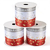 3 Rolls 10M  5 Colors Hot Stamping Christmas Polyester Ribbons Set OCOR-TA0002-13-1