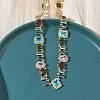 Brass Pave Colorful Cubic Zirconia Rectangle Square Teardrop Tennis Necklaces NJEW-G183-09G-3