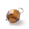 Faceted Natural Tiger Eye Pendants PALLOY-JF01694-01-3