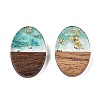 Transparent Resin and Walnut Wood Pendants RESI-T057-04I-2