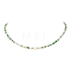 Natural Shell Heart & AB Color Plated Glass Faceted Rondelle Beaded Necklaces NJEW-JN05863-4
