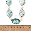 Adjustable Natural Fire Crackle Agate(Dyed & Heated) Oval and Pearl Braided Bead Necklaces NJEW-JN06570-3