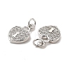 Brass Micro Pave Clear Cubic Zirconia Pendants KK-E068-VB164-2