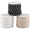 3 Rolls 3 Colors Flat Faux Suede Cord with Alloy Rivets LW-CL0001-08B-1