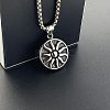 Vintage Sunflower Pendant Necklace Punk Style 304 Stainless Steel Men's Accessories FN1748-2