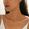 Stainless Steel Half Round Pendant Necklace & Stud Earrings Sets for Women UL7820-4