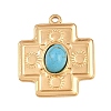 304 Stainless Steel with Synthetic Turquoise Pendants STAS-H253-01C-G-1