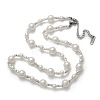 304 Stainless Steel & ABS Plastic Imitation Pearl Round Beded Necklaces for Women NJEW-S442-11P-4