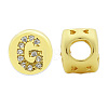 Brass Micro Pave Clear Cubic Zirconia Beads KK-T030-LA843-GX3-2