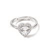 Brass Micro Pave Clear Cubic Zirconia Cuff Open Rings CU-CBA5C10-01P-4