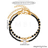 Bohemian Style Plastic Pearl & Brass Cube & Glass Seed Beaded 2-Strand Anklets FS-WG67DAF-01-5