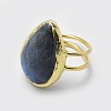 Natural Labradorite Cuff Rings RJEW-P068-11G-2