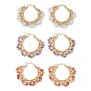 3 Pairs Brass Natural Gemstone Hoop Earrings EJEW-TA00782-2