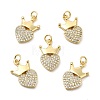 Brass Micro Pave Clear Cubic Zirconia Pendants KK-E068-VB099-3