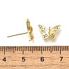 Butterfly Brass Micro Pave Cubic Zirconia Ear Studs EJEW-D304-34G-3