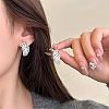 Alloy Rhinestone Feather Stud Earrings for Women WG36FE1-01-4
