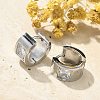 304 Stainless Steel Micro Pave Clear Cubic Zirconia Huggie Hoop Earrings EJEW-C096-55P-4