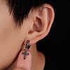 304 Stainless Steel Cubic Zirconia Hoop Dangle Earrings for Men WG5B424-01-4