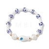 Handmade Flower Printed Porcelain Ceramic Glass Beaded Bracelets for Women BJEW-MZ00291-2
