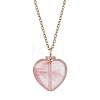 3Pcs 3 Styles Cherry Quartz Glass & Opalite & Natural Rose Quartz Heart Pendant 304 Stainless Steel Cable Chain Necklaces for Women NJEW-JN05971-3