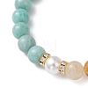 Natural Amazonite& Yellow Hematoid Quartz Beads Stretch Bracelets for Women BJEW-JB13193-02-3