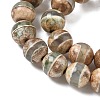 Natural Tibetan Striped Pattern dZi Agate Beads Strands G-F354-13-4