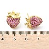 Strawberry Brass Micro Pave Cubic Zirconia Stud Earrings EJEW-M077-15G-2