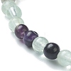 Natural Fluorite Beaded Stretch Bracelets BJEW-D446-A-38-6