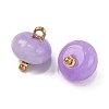 Natural White Jade Dyed Saucer Charms with Rack Plating Golden Tone Brass Bails KK-B103-17B-03-2