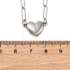 304 Stainless Steel Double-Sided Magnetic Heart Pendant Paperclip Chain Necklaces NJEW-U028-02P-5