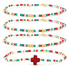 4Pcs Vintage Cylinder Seed Beads &  Brass Beaded Bracelet Sets VC6317-5-1