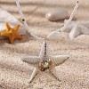 Ocean Starfish Cloth Shell with Rhinestone Pendant White Glass Beaded Necklaces for Women FS-WGEED08-02-2