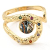 Resin Evil Eye Open Cuff Ring with Cubic Zirconia RJEW-E069-02G-06-2