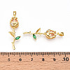 Brass Micro Pave Cubic Zirconia Pendants KK-N254-221G-02-3