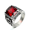 316L Stainless Steel & Cubic Zirconia Men's Vintage Carved Finger Rings FS-WG82D33-05-2