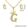 Brass Micro Pave Clear Cubic Zirconia Pendant Necklaces & Stud Earrings Sets FS-WG8C370-07-1