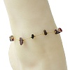 Natural Mixed Stone Chip Beads 316 Surgical Stainless Steel Handmade Link Chain Anklets for Women AJEW-AN00792-2